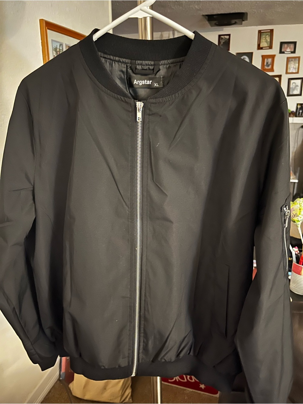 Black Lightweight Bomber Jacket – Argstar XL – Zip Front Utility Pocket